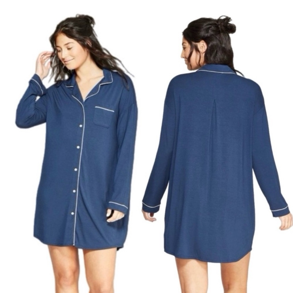 Stars Above Women's Navy Button-Down Nightshirt